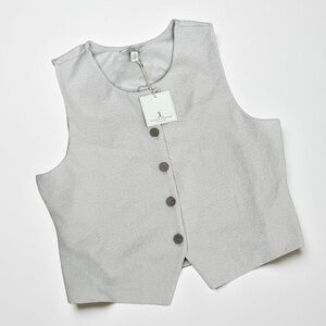 Jules & Leopold Button-Up Vest Women's Ivory Beige Button-Up Vest Size L Casual